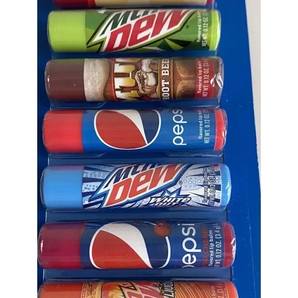 8 Pack‎  Pepsi Mountain Dew Mug Root Beer Flavored Lip Balms NEW